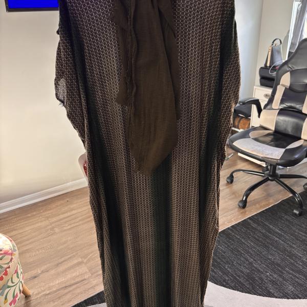 Patterned Kaftan with Matching Scarf (Earth Tones)