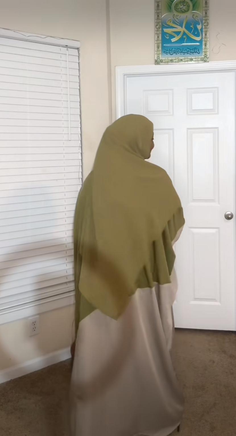 2 toned green and beige abaya